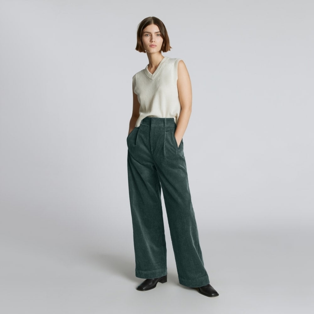 Everlane Dark Green Wide-Leg Pants